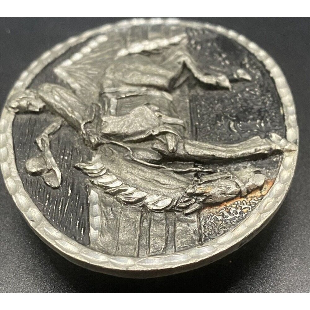 Bucking Bronc Belt Buckle Bronco Rider Horse Rodeo Cowboy Western 1980s Vtg LOOK - Picture 5 of 11
